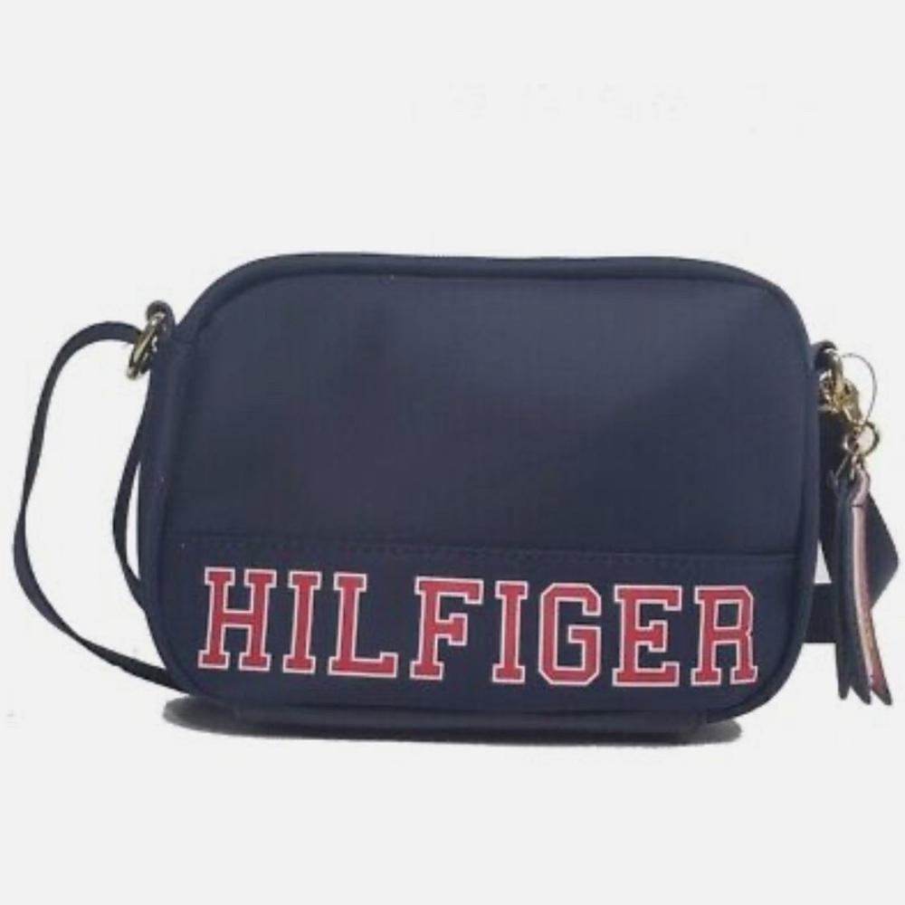 Tommy Hilfiger Womens Navy Blue Crossbody Purse Nylon Shoulder Bag